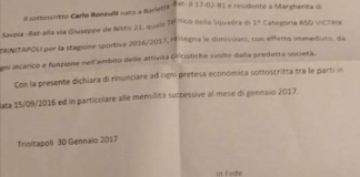 Victrix Trinitapoli, mister Ronzulli lascia la panchina