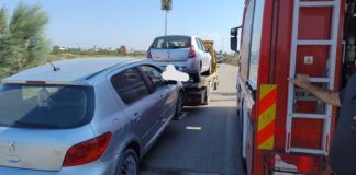 Tamponamento multiplo a Trinitapoli a causa di un incendio di sterpaglie